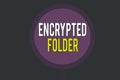 Conceptual hand writing showing Encrypted Folder. Business photo showcasing protect confidential data from attackers with access