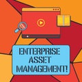 Conceptual hand writing showing Enterprise Asset Management. Business photo showcasing analysisaging the lifecycle of