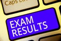 Conceptual hand writing showing Exam Results. Business photo showcasing An outcome of a formal test that shows knowledge or abilit Royalty Free Stock Photo