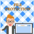 Conceptual hand writing showing File Protection. Business photo text Preventing accidental erasing of data using storage Royalty Free Stock Photo