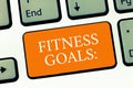 Conceptual hand writing showing Fitness Goals. Business photo text Loose fat Build muscle Getting stronger Conditioning