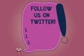 Conceptual hand writing showing Follow Us On Twitter. Business photo text Invitation to join social media and look for