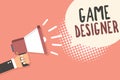 Conceptual hand writing showing Game Designer. Business photo showcasing Campaigner Pixel Scripting Programmers Consoles 3D Graphi