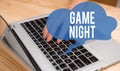 Conceptual hand writing showing Game Night. Business photo text event in which folks get together for the purpose of Royalty Free Stock Photo