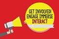Conceptual hand writing showing Get Involved Engage Immerse Interact. Business photo text Join Connect Participate in the project Royalty Free Stock Photo