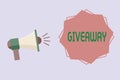 Conceptual hand writing showing Giveaway. Business photo text thing that is given free often for promotional purposes No Royalty Free Stock Photo