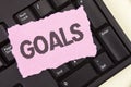 Conceptual hand writing showing Goals. Business photo showcasing Desired Achievements Targets What you want to accomplish in the f Royalty Free Stock Photo