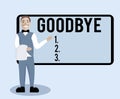 Conceptual hand writing showing Goodbye. Business photo text Greeting for leaving Farewell See you soon Separation