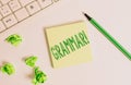 Conceptual hand writing showing Grammar. Business photo text whole system structure language syntax and morphology Green Royalty Free Stock Photo
