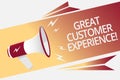 Conceptual hand writing showing Great Customer Experience. Business photo text responding to clients with friendly helpful way Meg Royalty Free Stock Photo