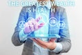 Conceptual hand writing showing The Greatest Wealth Is Health. Business photo text Many sacrifice their money just to be Royalty Free Stock Photo