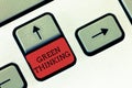 Conceptual hand writing showing Green Thinking. Business photo text Taking ction to make environmental responsibility a