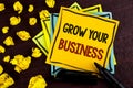 Conceptual hand writing showing Grow Your Business. Business photo showcasing improve your work enlarge company overcome competito Royalty Free Stock Photo