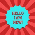 Conceptual hand writing showing Hello I Am New. Business photo text Introducing yourself to unknown showing newbie in the team Royalty Free Stock Photo