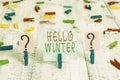 Conceptual hand writing showing Hello Winter. Business photo showcasing coldest season of the year in polar and Royalty Free Stock Photo