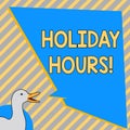 Conceptual hand writing showing Holiday Hours. Business photo text Celebration Time Seasonal Midnight Sales ExtraTime Royalty Free Stock Photo