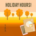 Conceptual hand writing showing Holiday Hours. Business photo showcasing Overtime work on for employees under flexible Royalty Free Stock Photo