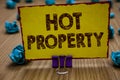 Conceptual hand writing showing Hot Property. Business photo showcasing Something which is sought after or is Heavily Demanded Cli Royalty Free Stock Photo