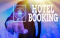 Conceptual hand writing showing Hotel Booking. Business photo showcasing Online Reservations Presidential Suite De Luxe Royalty Free Stock Photo