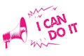 Conceptual hand writing showing I Can Do It. Business photo text ager willingness to accept and meet challenges good attitude Pink