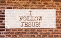 Conceptual hand writing showing I Follow Jesus. Business photo showcasing Religious demonstrating with lot of faith Love