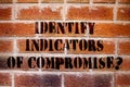 Conceptual hand writing showing Identify Indicators Of Compromise. Business photo text Detect malware online attacks