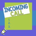 Conceptual hand writing showing Incoming Call. Business photo text Inbound Received Caller ID Telephone Voicemail