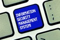 Conceptual hand writing showing Information Security Management System. Business photo showcasing IT safety secure Royalty Free Stock Photo