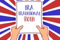 Conceptual hand writing showing Ira Traditional Roth. Business photo showcasing are tax deductible on both state and federal White Royalty Free Stock Photo