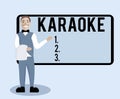 Conceptual hand writing showing Karaoke. Business photo text Entertainment singing along instrumental music played by a