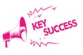 Conceptual hand writing showing Key Success. Business photo text generally three to five areas that company may focus on Pink mega