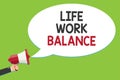 Conceptual hand writing showing Life Work Balance. Business photo text stability person needs between his job and personal time Al