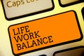 Conceptual hand writing showing Life Work Balance. Business photo text stability person needs between his job and personal time Bu