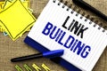 Conceptual hand writing showing Link Building. Business photo showcasing Process of acquiring hyperlinks from other websites Conne Royalty Free Stock Photo