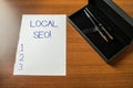 Conceptual hand writing showing Local Seo. Business photo showcasing incredibly effective way to market your near