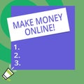 Conceptual hand writing showing Make Money Online. Business photo text making profit using internet like freelancing or Royalty Free Stock Photo