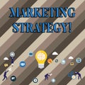 Conceptual hand writing showing Marketing Strategy. Business photo showcasing Plan Formula Creativity Research