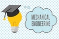 Conceptual hand writing showing Mechanical Engineering. Business photo showcasing deals with Design Manufacture Use of