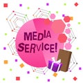 Conceptual hand writing showing Media Service. Business photo text server programs that delivers streaming media over