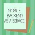 Conceptual hand writing showing Mobile Backend As A Service. Business photo text Mbaas Link web and mobile apps to cloud storage Royalty Free Stock Photo