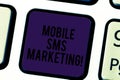 Conceptual hand writing showing Mobile Sms Marketing. Business photo text campaign that interact with your customers via