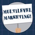 Conceptual hand writing showing Multilevel Marketing. Business photo text marketing strategy for the sale of products or