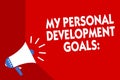 Conceptual hand writing showing My Personal Development Goals. Business photo showcasing Desires Wishes Career Business planning M Royalty Free Stock Photo