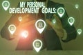 Conceptual hand writing showing My Personal Development Goals. Business photo showcasing Desires Wishes Career Business Royalty Free Stock Photo