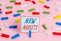 Conceptual hand writing showing New Markets. Business photo showcasing market where the end product or service is new or not exist Royalty Free Stock Photo