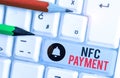 Conceptual hand writing showing Nfc Payment. Business photo showcasing contactless payment that use nearfield Royalty Free Stock Photo