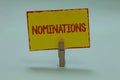 Conceptual hand writing showing Nominations. Business photo text Suggestions of someone or something for a job position or prize D