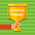 Conceptual hand writing showing Object Oriented Programming. Business photo text Language model objects rather than Royalty Free Stock Photo