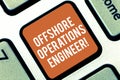 Conceptual hand writing showing Offshore Operations Engineer. Business photo text Supervising oil and gas operations in