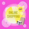 Conceptual hand writing showing Online Shopping. Business photo showcasing allows consumers to buy their goods over the